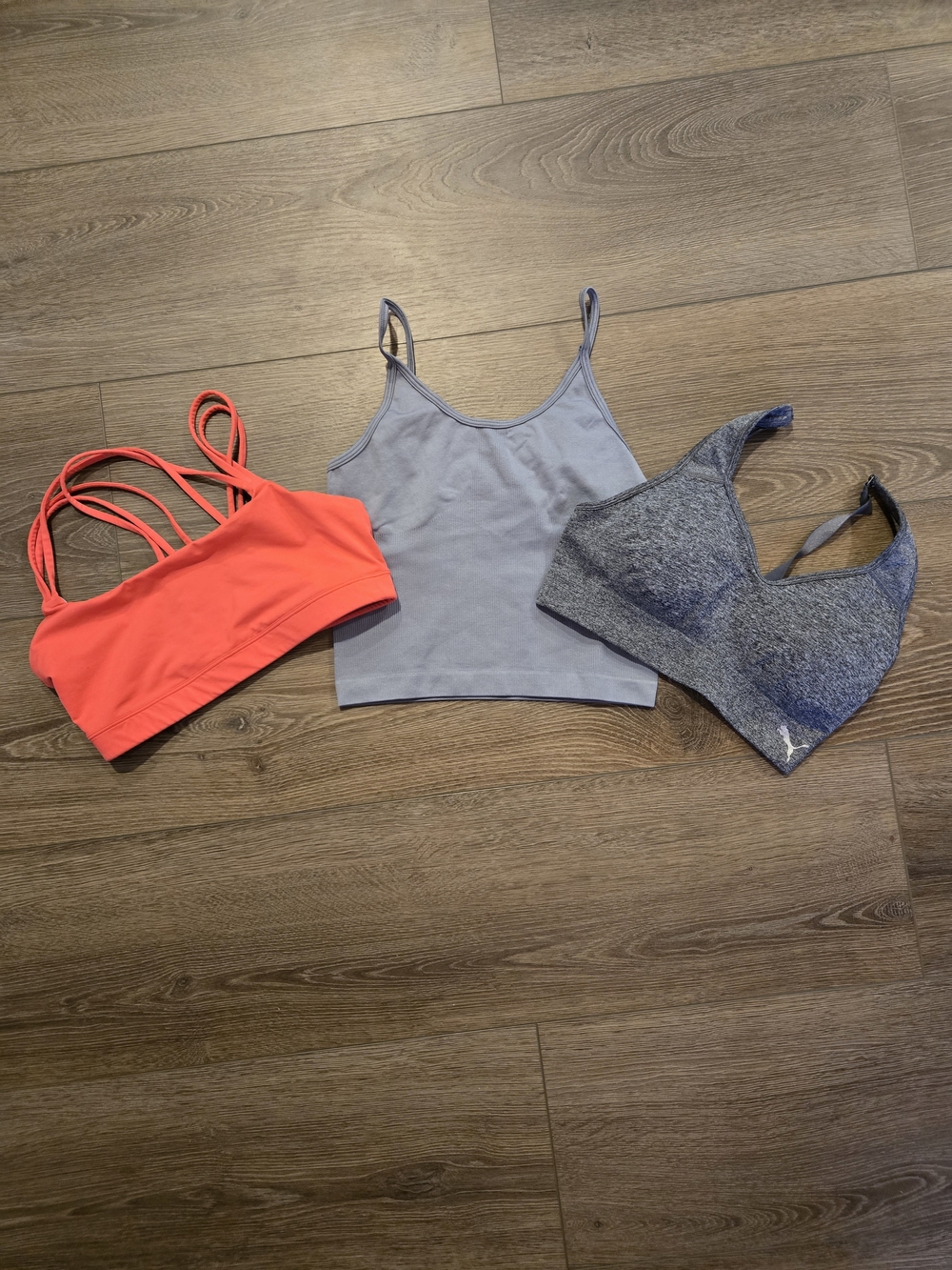 GAP/Puma Women's Coral, Light Gray & Heather Gray Bralette and Tank Trio